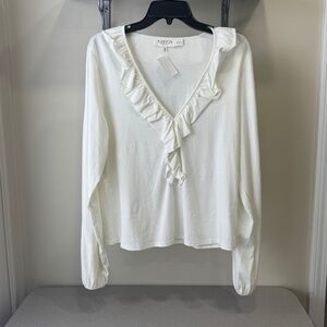 Nation LA Cream Long Sleeve Ruffle Top